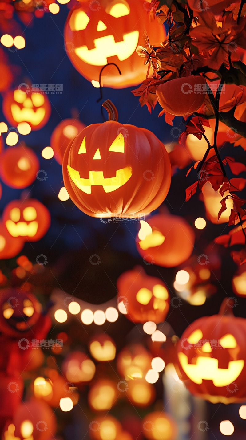 高清大图下载【趣麦麦图】万圣节南瓜灯夜景