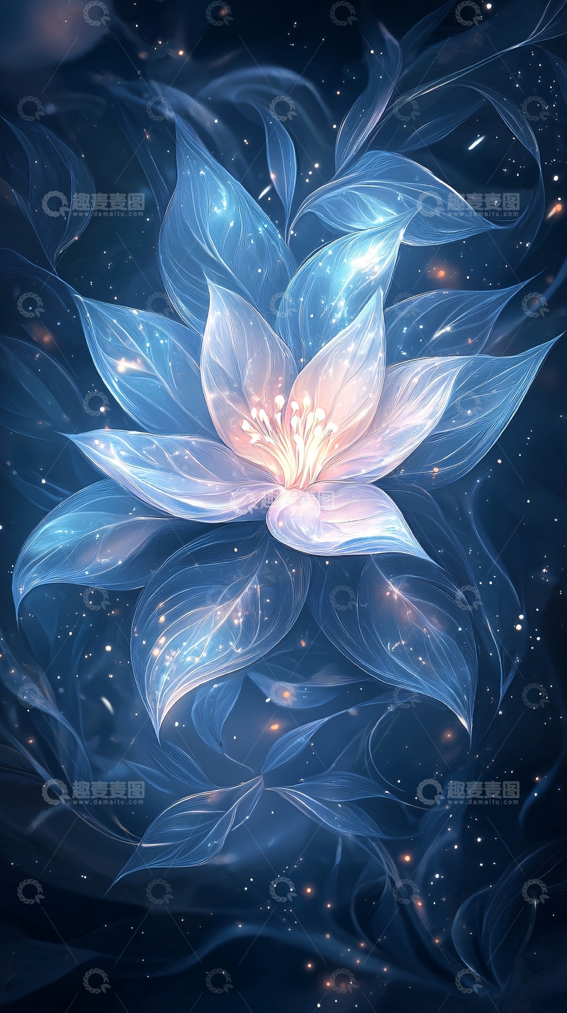 高清大图下载【趣麦麦图】梦幻蓝色莲花背景图