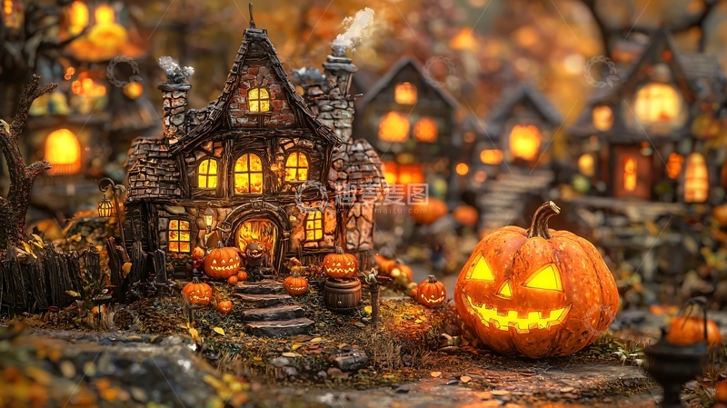 高清大图下载【趣麦麦图】万圣节南瓜灯装饰场景