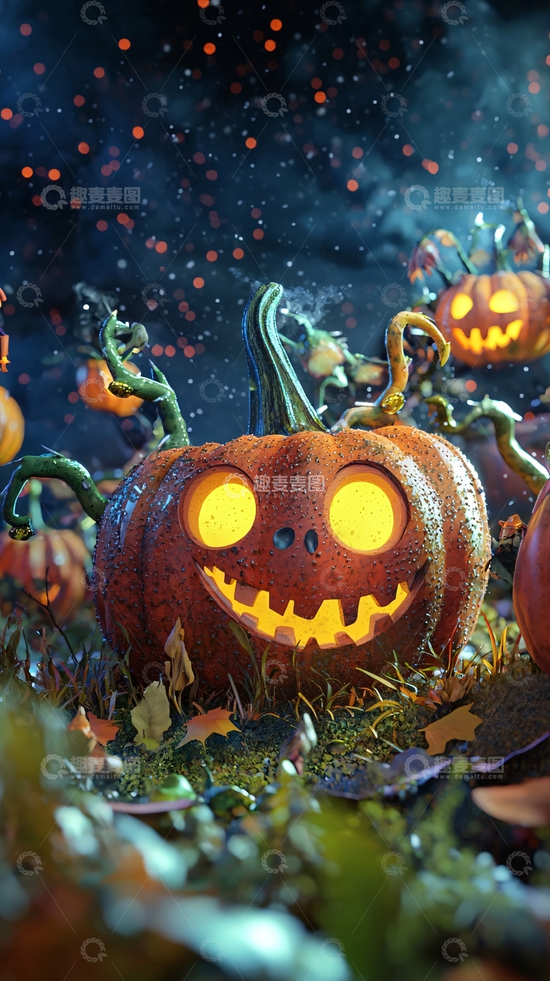 高清大图下载【趣麦麦图】万圣节南瓜灯夜景