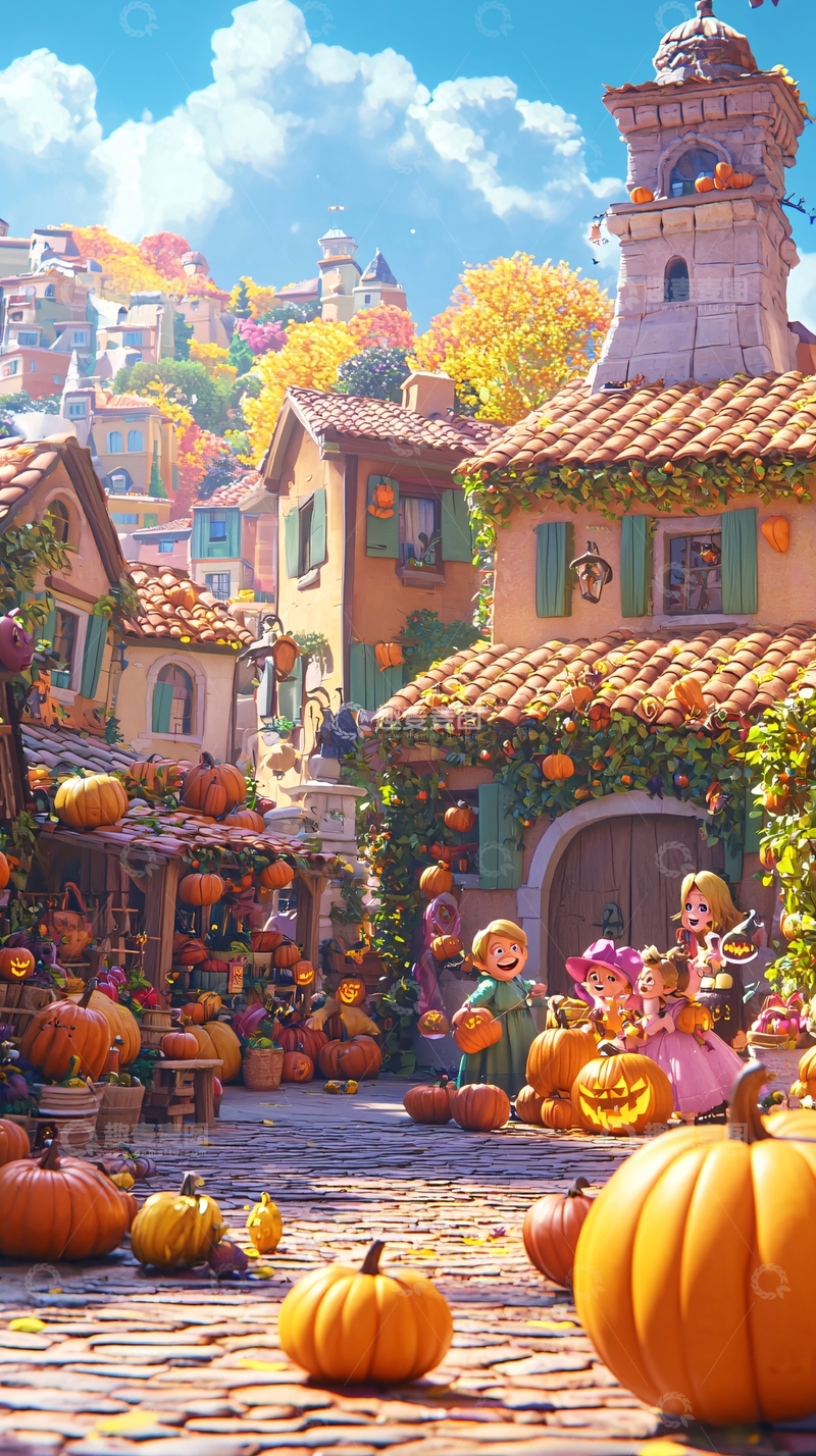 高清大图下载【趣麦麦图】南瓜小镇欢乐节庆