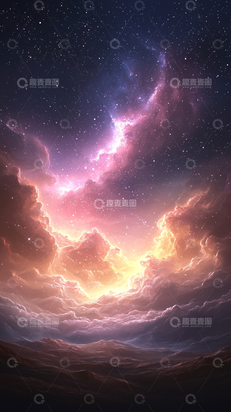 高清大图下载【趣麦麦图】梦幻星空与云海