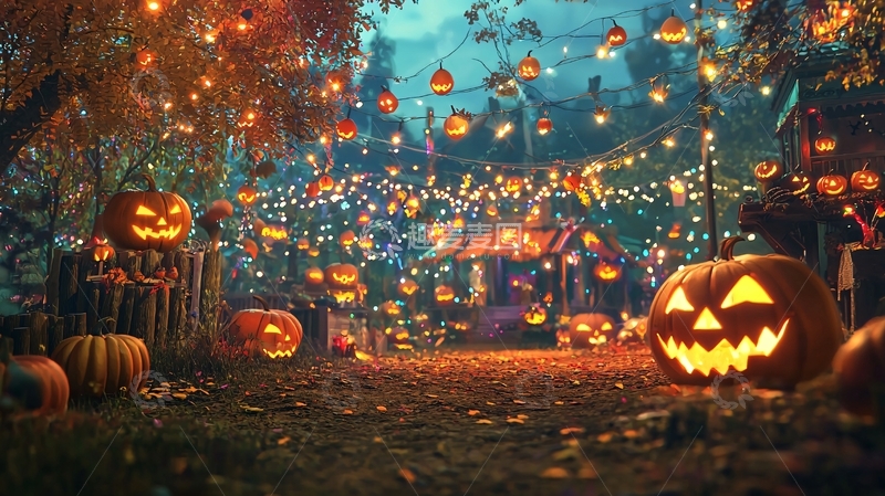 高清大图下载【趣麦麦图】万圣节南瓜灯装饰场景