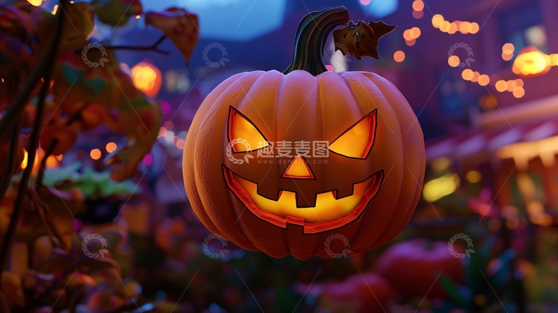 高清大图下载【趣麦麦图】万圣节南瓜灯夜景
