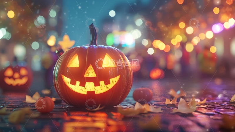 高清大图下载【趣麦麦图】万圣节南瓜灯夜景