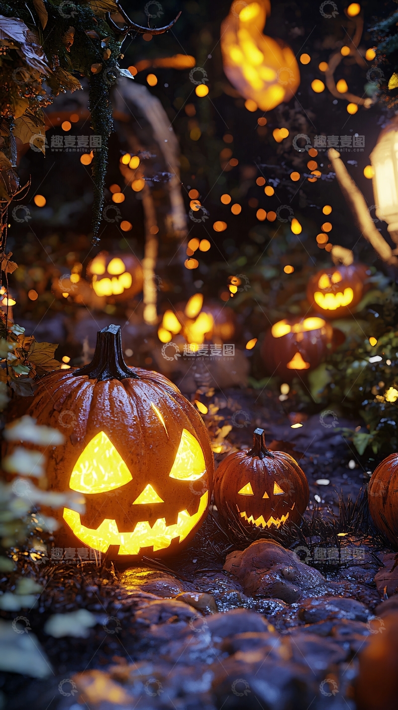 高清大图下载【趣麦麦图】万圣节南瓜灯夜景