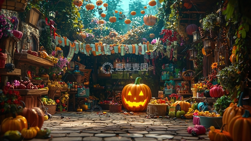 高清大图下载【趣麦麦图】万圣节南瓜集市
