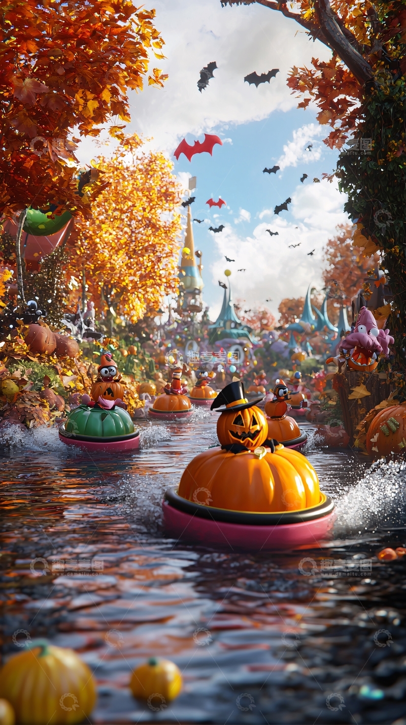 高清大图下载【趣麦麦图】万圣节南瓜碰碰车乐园