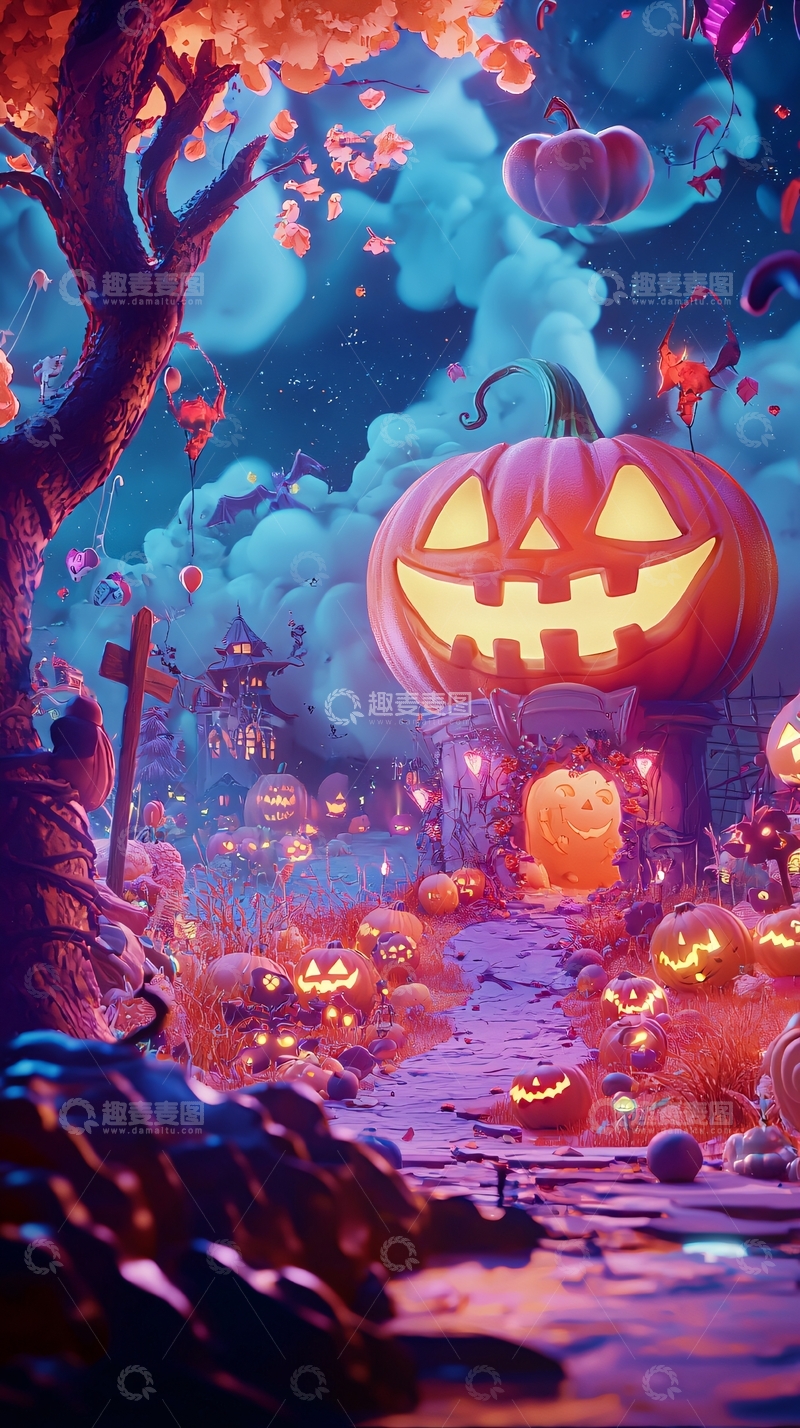 高清大图下载【趣麦麦图】万圣节南瓜灯主题场景