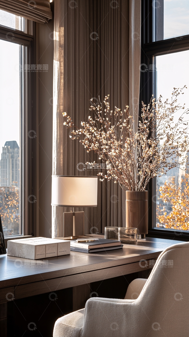 高清大图下载【趣麦麦图】温馨书房桌椅装饰场景