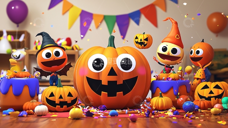 高清大图下载【趣麦麦图】万圣节南瓜派对场景