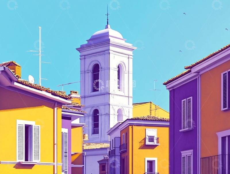 高清大图下载【趣麦麦图】彩色街头场景