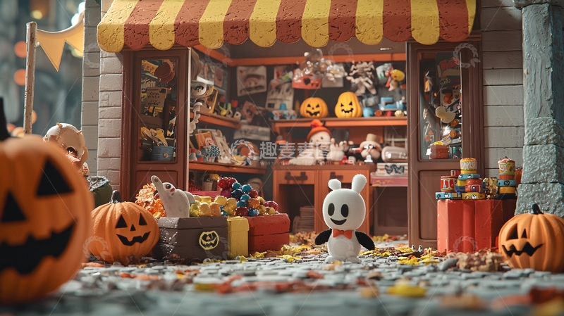 高清大图下载【趣麦麦图】万圣节主题玩具店场景