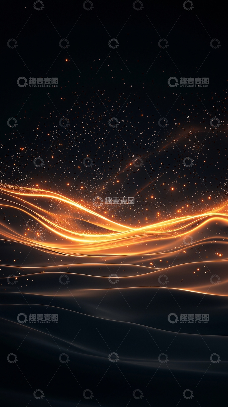 高清大图下载【趣麦麦图】金色波浪星空背景