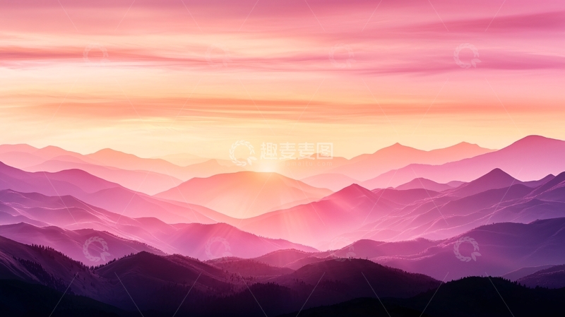 高清大图下载【趣麦麦图】日出山峦风景图