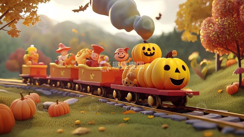 高清大图下载【趣麦麦图】万圣节南瓜火车欢乐之旅