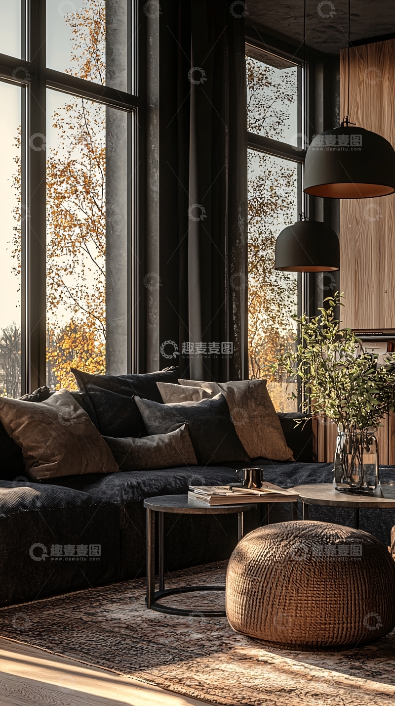 高清大图下载【趣麦麦图】秋日阳光下的温馨客厅