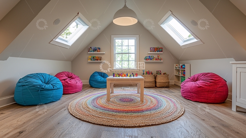 高清大图下载【趣麦麦图】温暖阁楼儿童游戏区设计