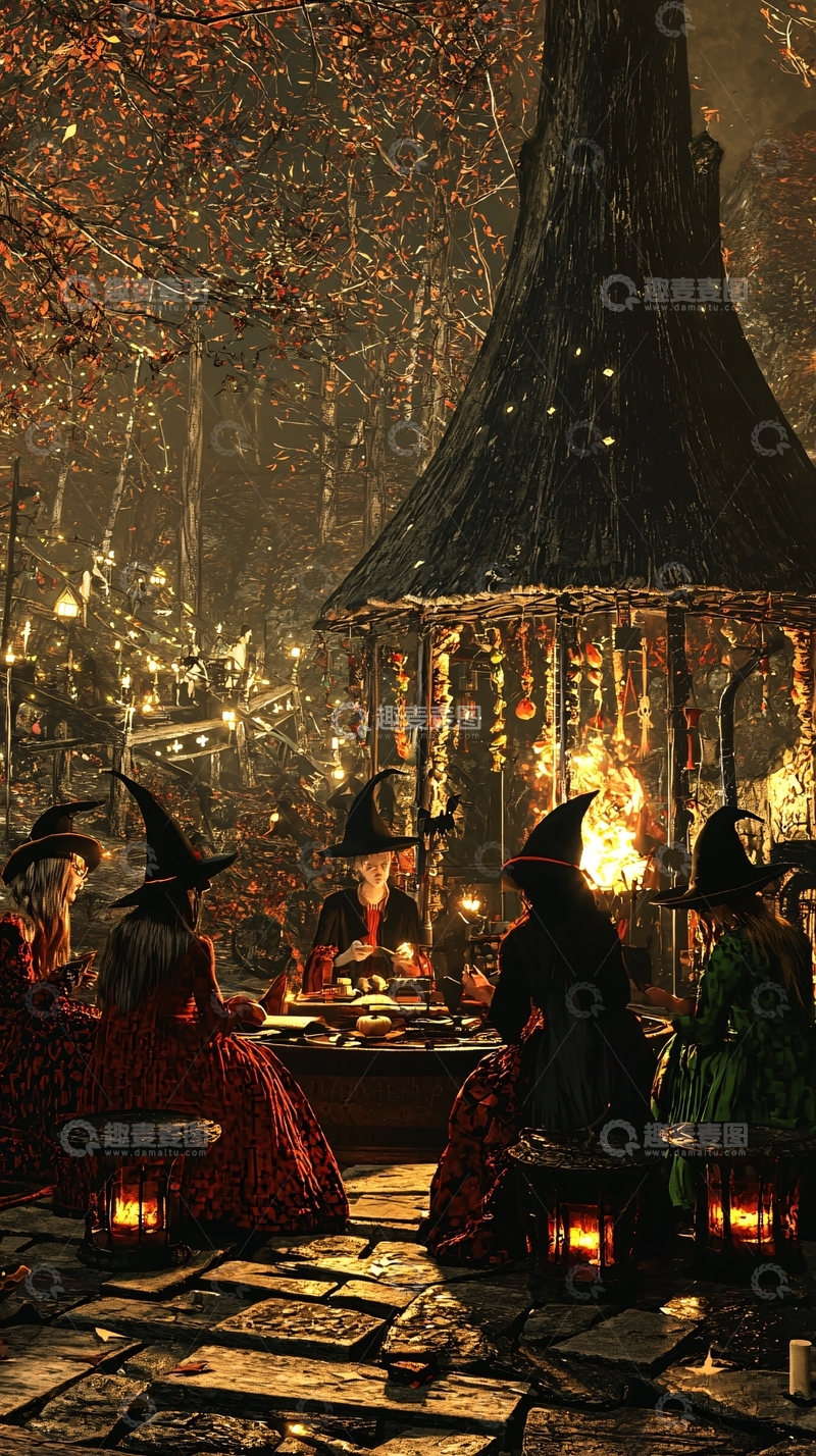 高清大图下载【趣麦麦图】森林中的女巫聚会