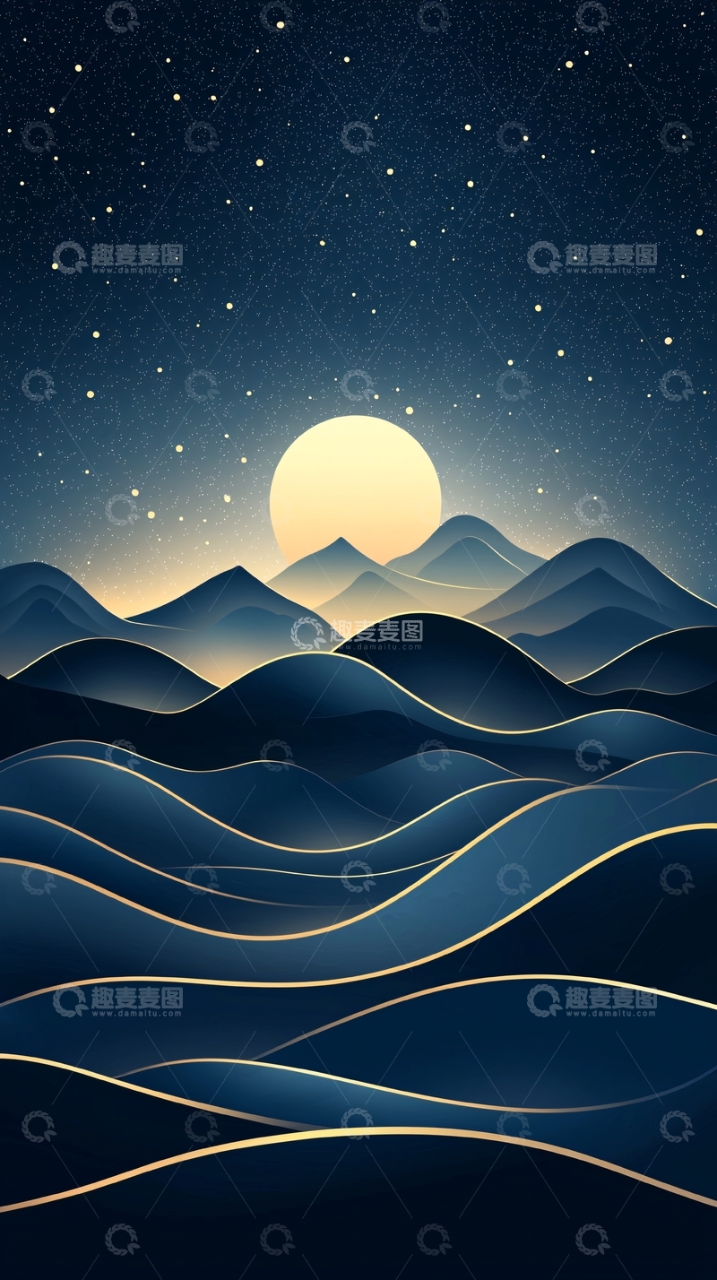 高清大图下载【趣麦麦图】夜空下的山海风景