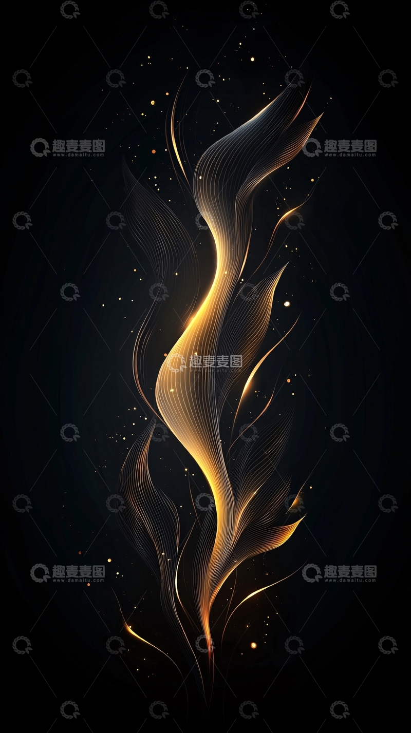 高清大图下载【趣麦麦图】金色线条抽象艺术背景