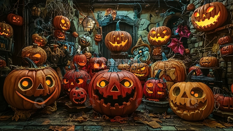高清大图下载【趣麦麦图】万圣节南瓜灯装饰场景