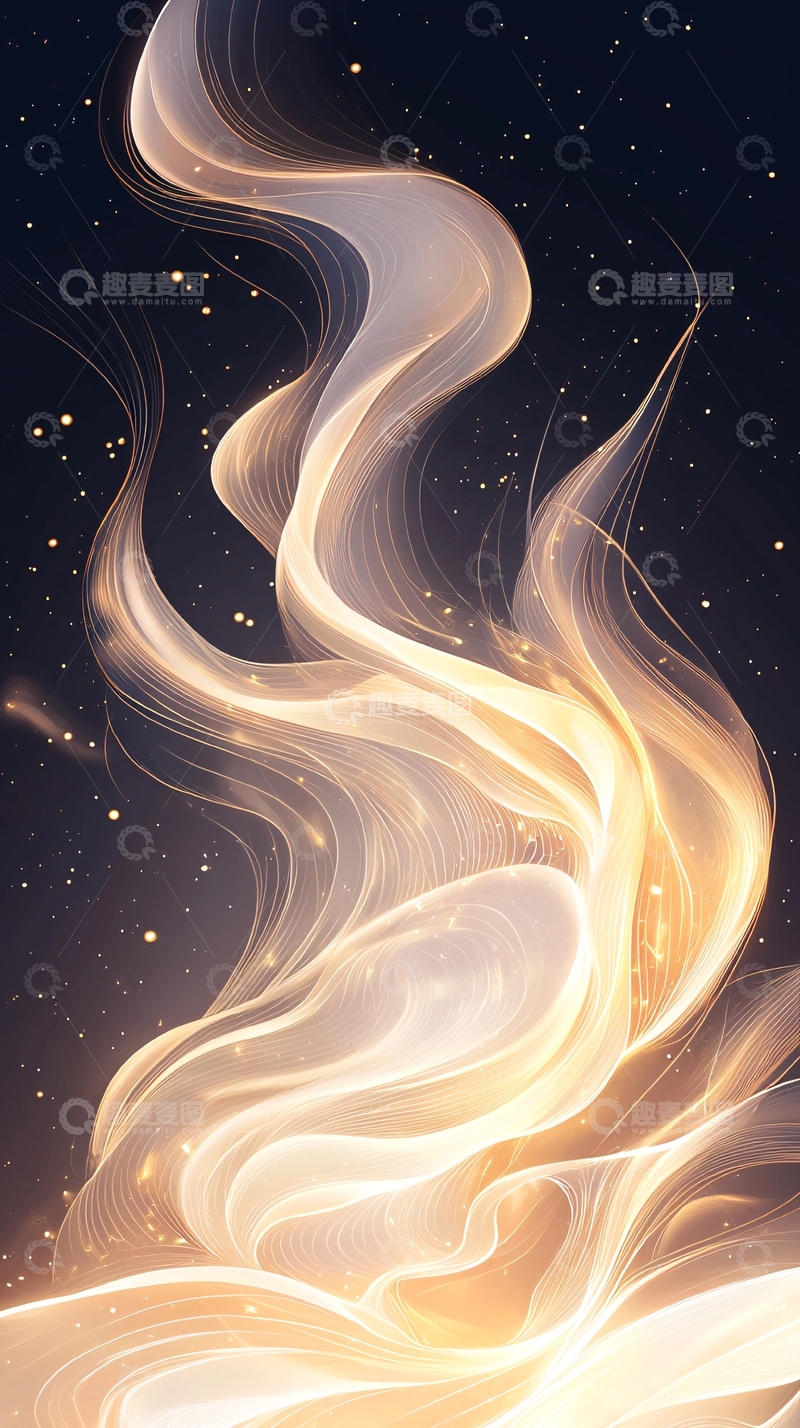 高清大图下载【趣麦麦图】金色波浪星空背景