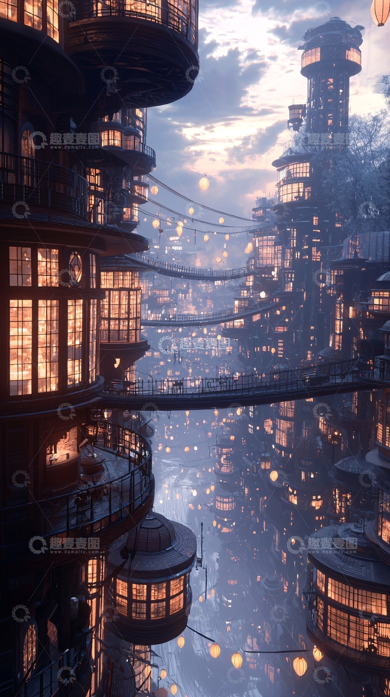 高清大图下载【趣麦麦图】未来之城夜景