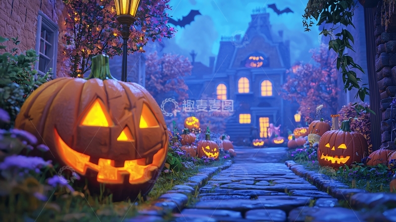 高清大图下载【趣麦麦图】万圣节南瓜灯装饰场景