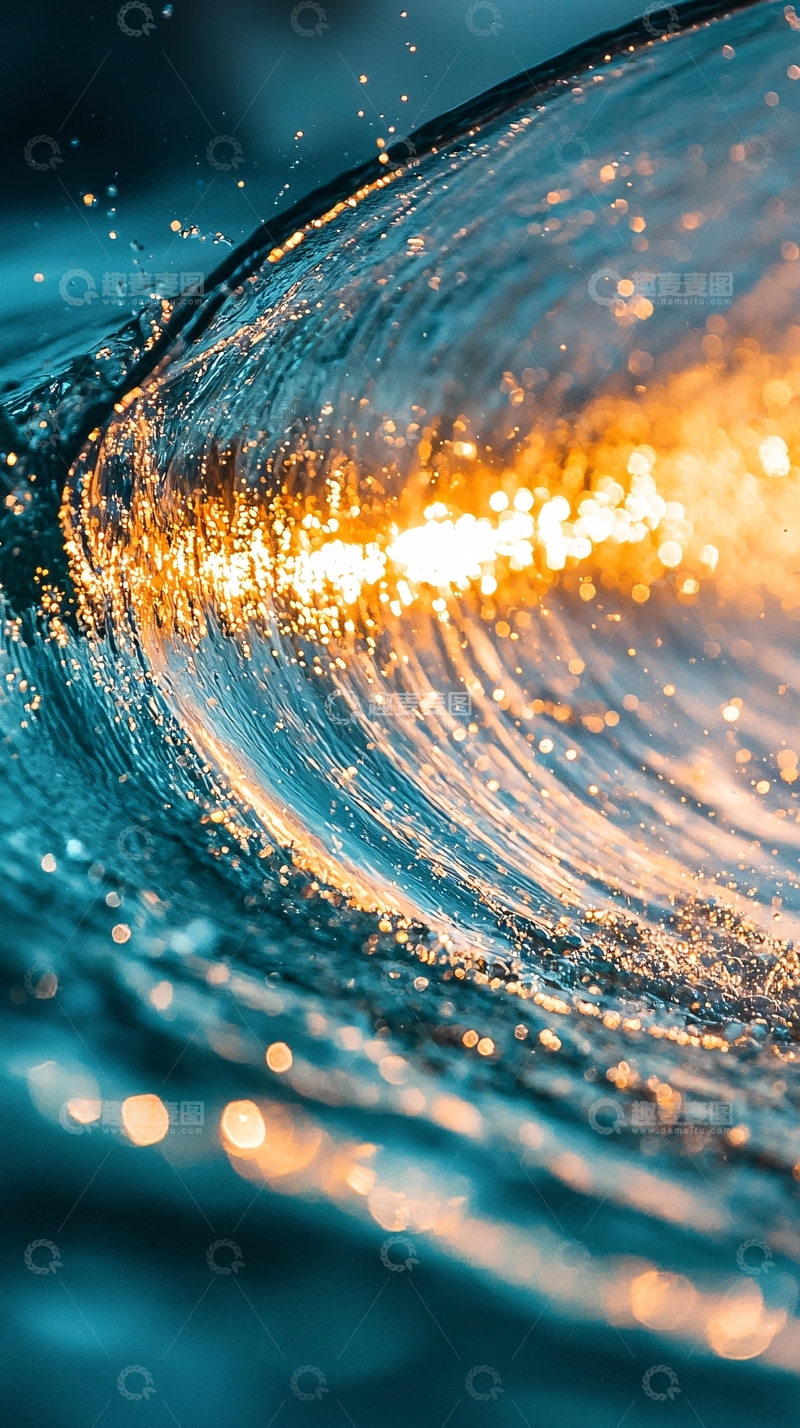 高清大图下载【趣麦麦图】日落海浪光影效果