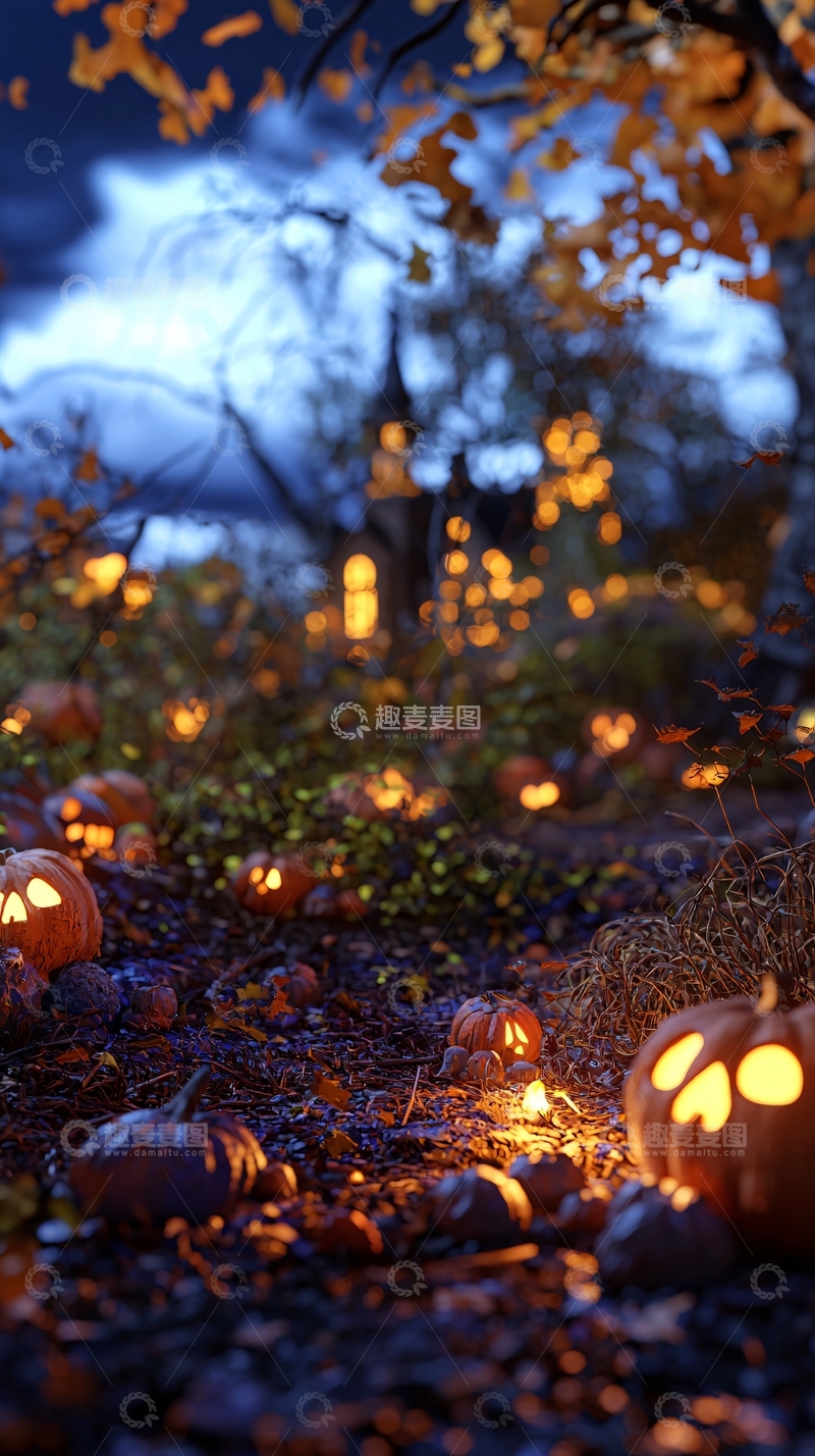 高清大图下载【趣麦麦图】万圣节南瓜灯夜景