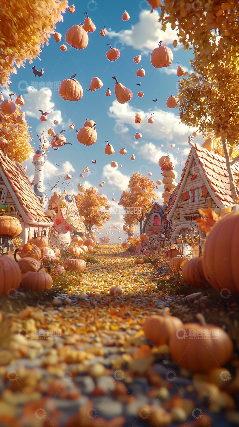 高清大图下载【趣麦麦图】秋日南瓜童话小镇