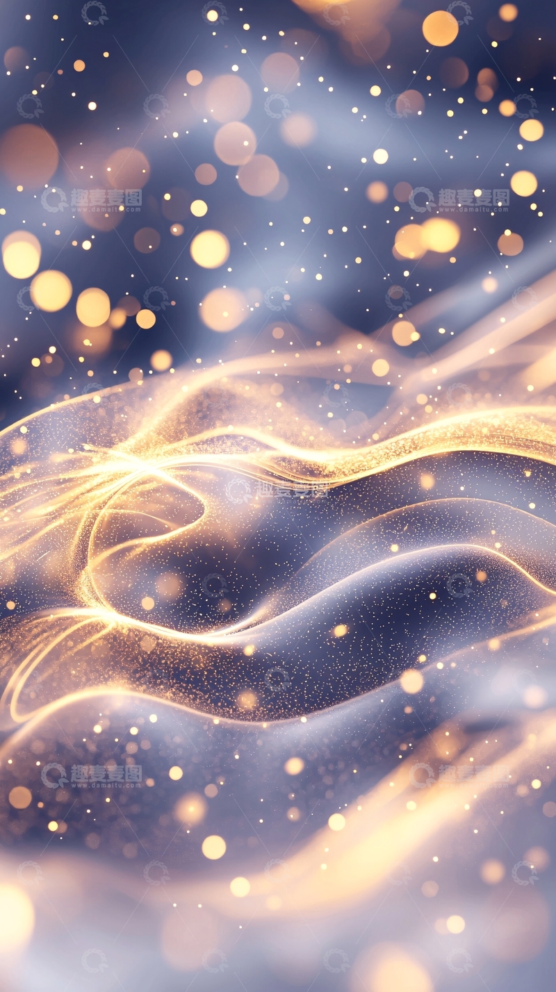 高清大图下载【趣麦麦图】金色波浪光效背景图