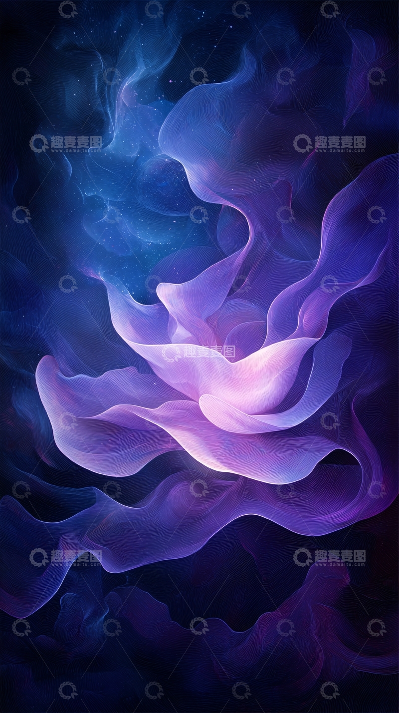 高清大图下载【趣麦麦图】梦幻紫色波浪抽象艺术背景