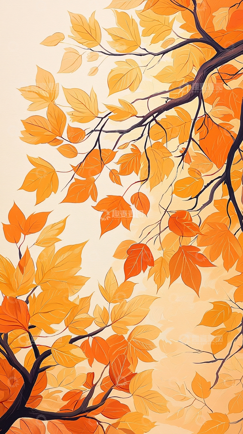 高清大图下载【趣麦麦图】秋日落叶树枝背景图