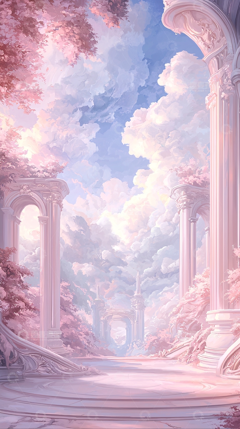 高清大图下载【趣麦麦图】梦幻宫殿廊桥风景