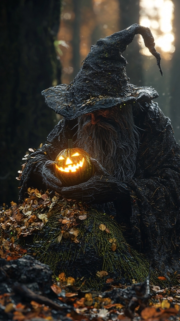 森林中的巫师与南瓜灯