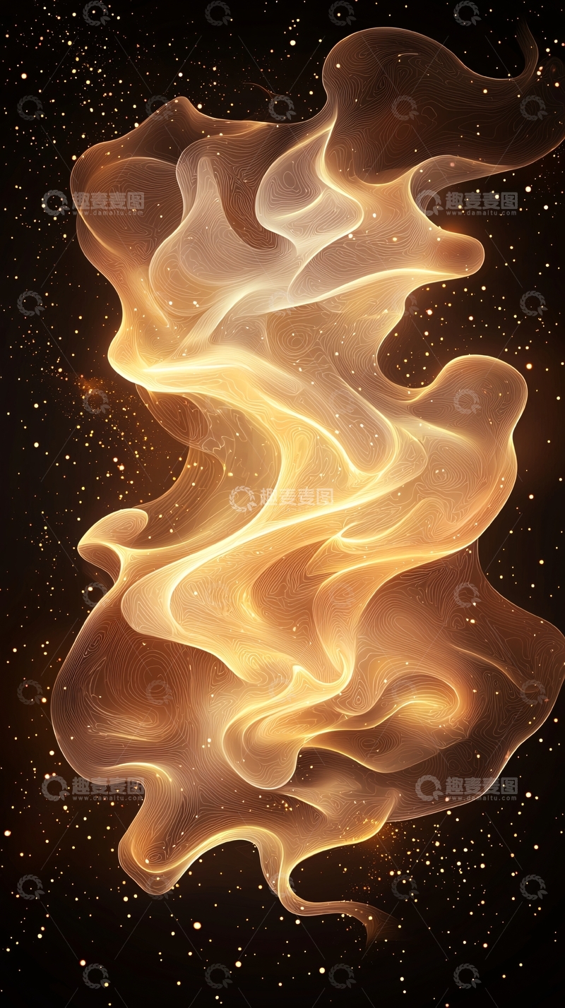 高清大图下载【趣麦麦图】金色波浪抽象艺术背景