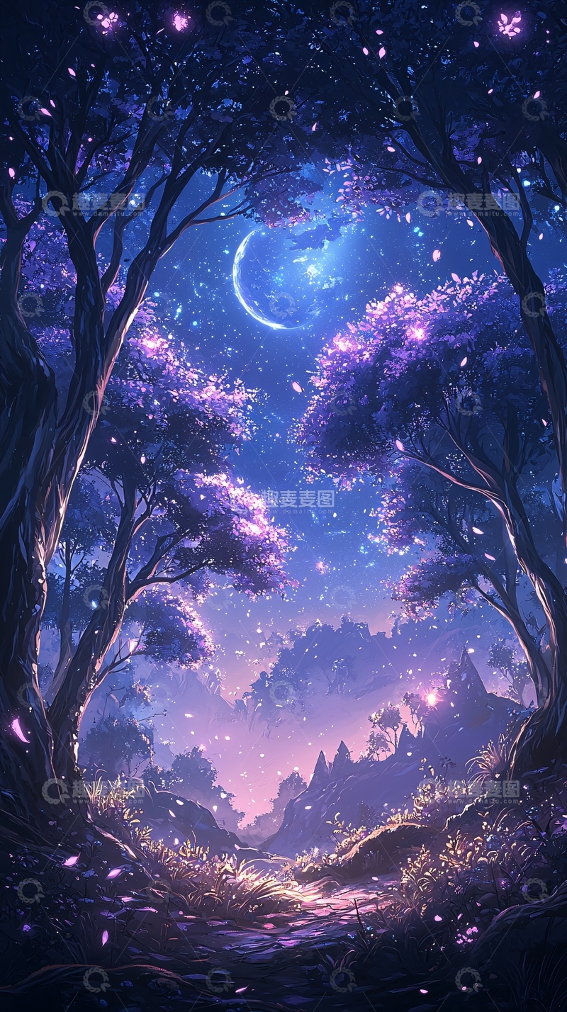 高清大图下载【趣麦麦图】梦幻森林夜景
