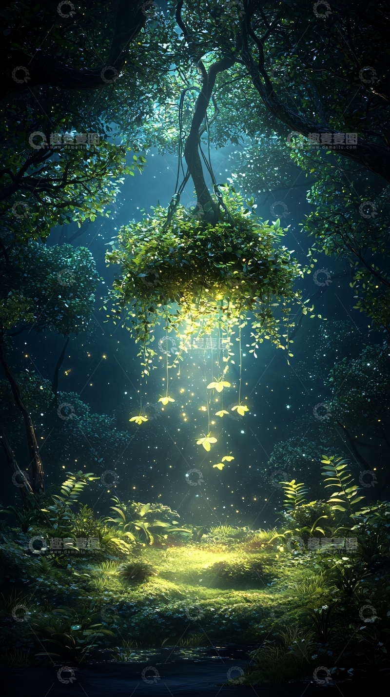 高清大图下载【趣麦麦图】梦幻森林夜景