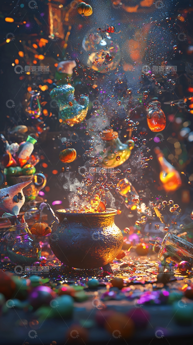 高清大图下载【趣麦麦图】魔法药剂锅与飞溅的液体