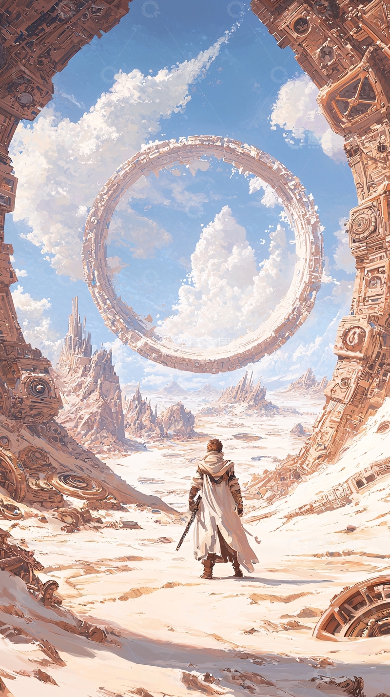 高清大图下载【趣麦麦图】未来废墟中的神秘通道