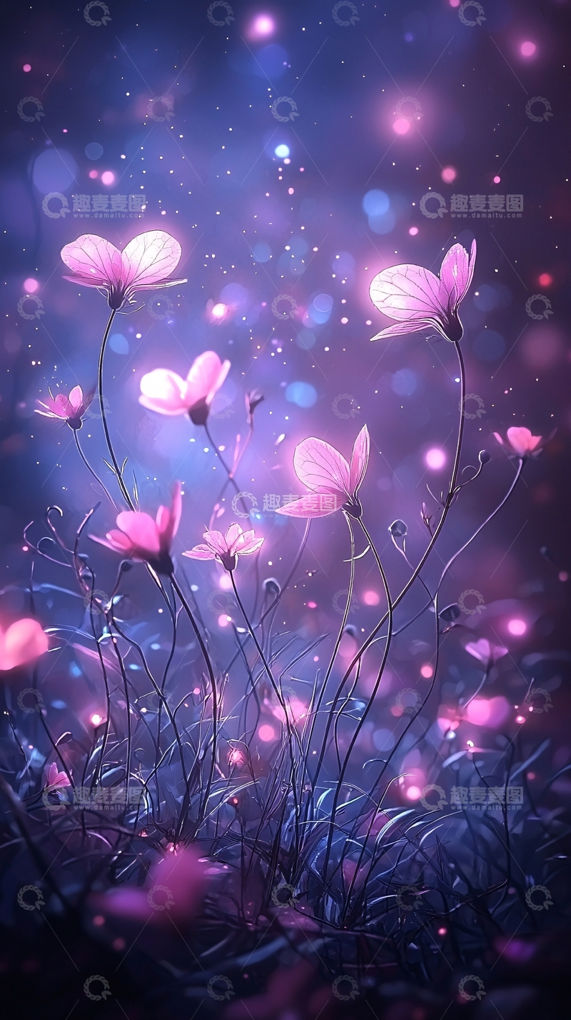 高清大图下载【趣麦麦图】梦幻紫色花朵背景图