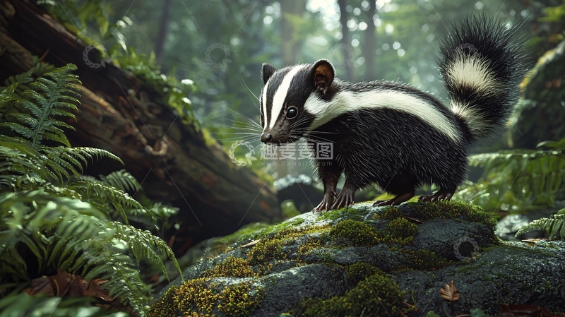 高清大图下载【趣麦麦图】森林中的臭鼬