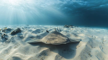 海底沙地上的斑点鳐鱼