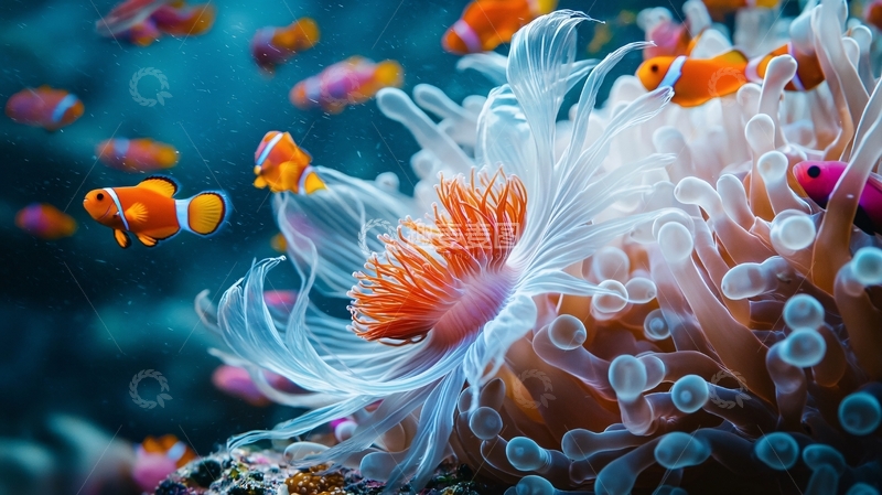 高清大图下载【趣麦麦图】海底珊瑚与小丑鱼