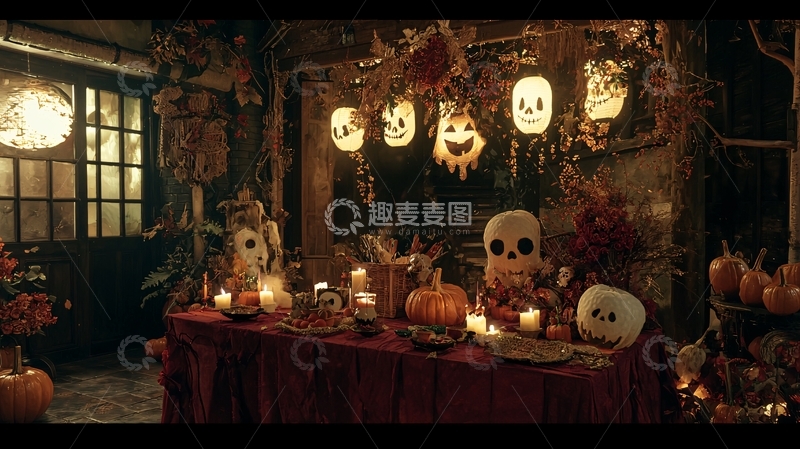 高清大图下载【趣麦麦图】万圣节主题装饰餐桌布置