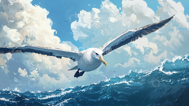 高清大图下载【趣麦麦图】海鸥翱翔于波涛之上