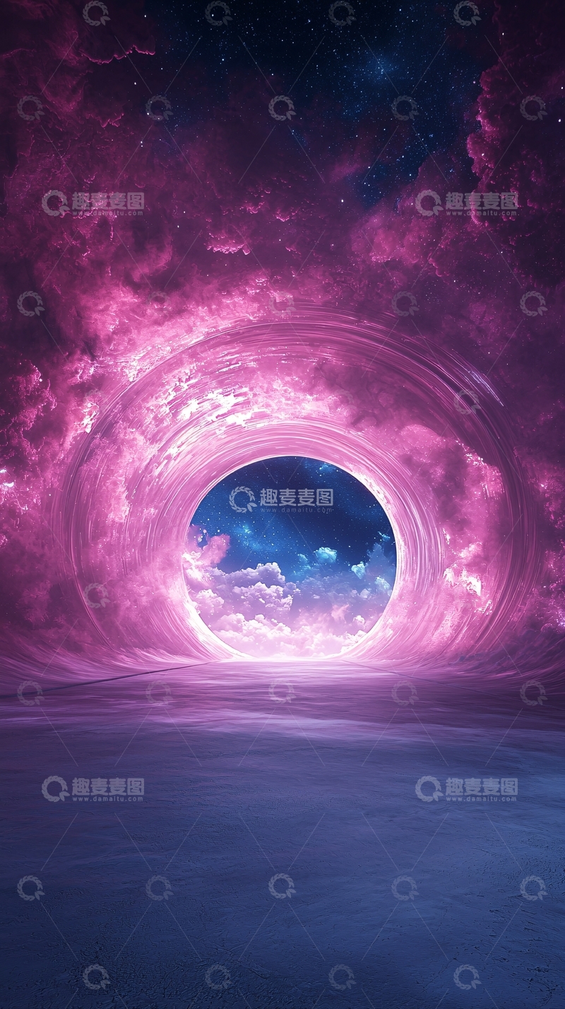 高清大图下载【趣麦麦图】梦幻星空隧道背景图