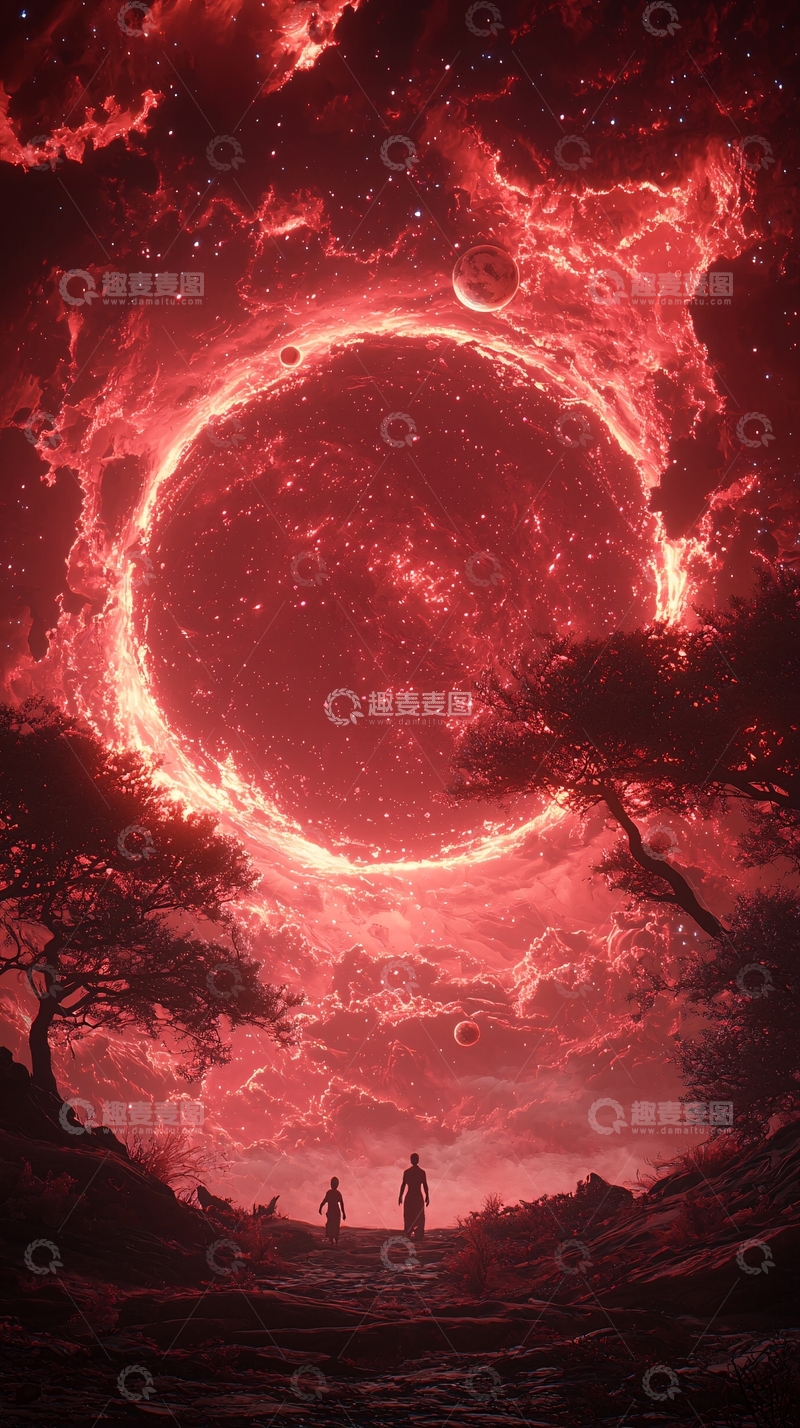 高清大图下载【趣麦麦图】红色星球下的神秘之路